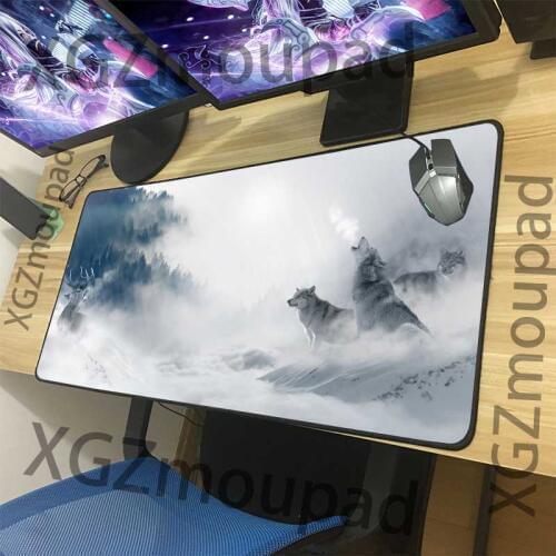 XGZ Animal Snow Original Wolf Deer Custom Large Gaming Mouse Pad Lock Edge Office Computer Keyboard Desk Mat Rubber Non-slip Xxl