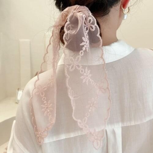 Lace embroidered Ponytail Hair Bands For Women Korean Fashion Scarves Headband Girl Hair Accessories Summer Headdress SJ431