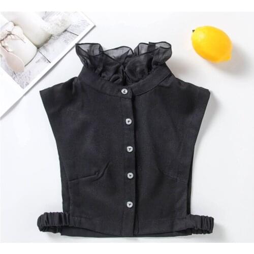Women Shirt Fake Collar Stand Ruffle Sweater Blouse Shirt False Collar Female Cotton Removable Detachable High Collars