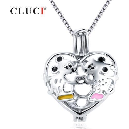 CLUCI Silver 925 Heart Pearl Pendant Locket for Women Necklace Jewelry 925 Sterling Silver Pendant Mothers Day Gift SC352SB
