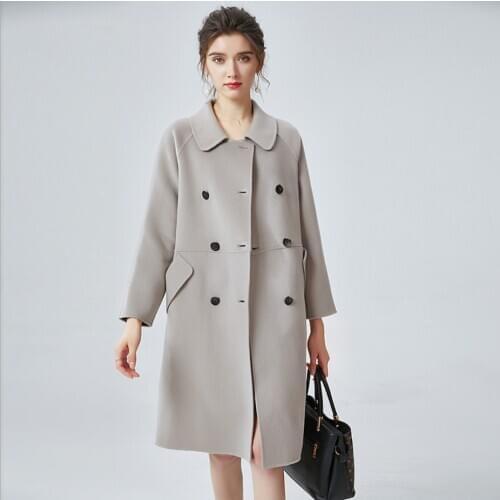 Women Wool Coat Winter Warm Jacket Slim Woolen Long Cashmere Coats Jackets Elegant Blend Ladies Outwear Overcoat female clothes