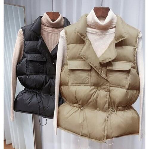 Winter Down Vest Women Short Vest Windbreaker Lightweight Body Warmer Waistcoat Female White Duck Down Coat Sleeveless Jacket