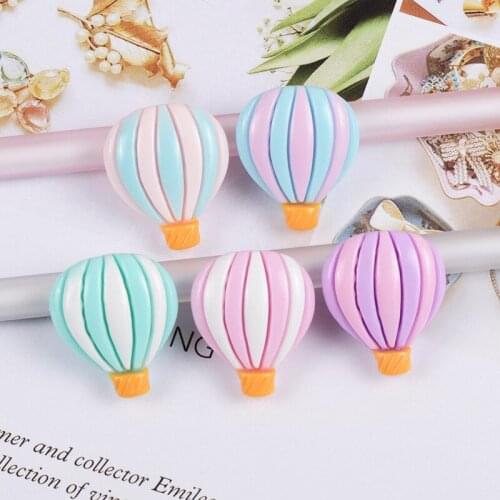 10pcs/lot Colorful Mini Hot Air Balloon Flatback Resin Cabochons Scrapbook DIY Refrigerator Stickers Hair Phone accessories 22mm