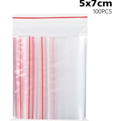 100pcs 5x7cm Zip Lock Bag Clear Poly Plastic Reclosable Jewelry Storage Bags Reclosable Storage Bags Transparent Zip Bag