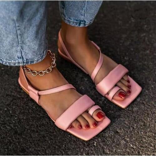 2021 fashion casual solid color all-match summer new style outdoor womens sandals hollow set toe Plus Size