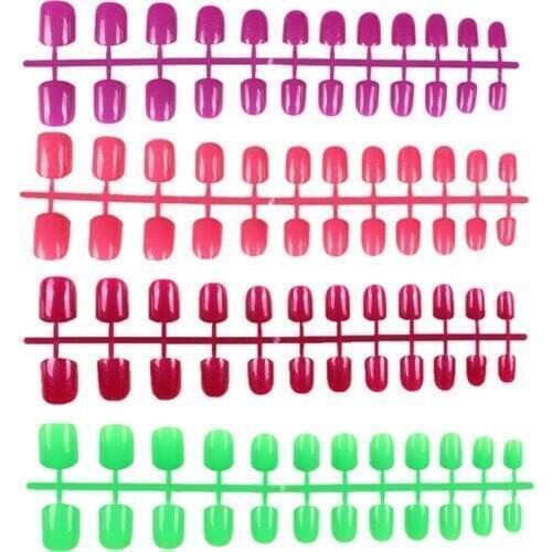 24pcs Made Up Short False Nails Fake Nails ABS Artificial Finger Tips Press On Short Round Nail Art Decorations 31 Colors