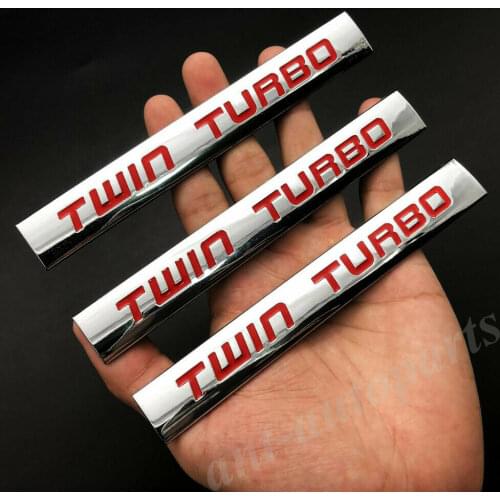 3x Metal Chrome Red Twin Turbo Engine Car Emblem Badge Decals Sticker 3.5 6.4L