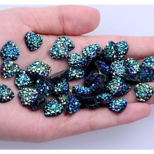 40pcs 12mm Resin Heart Shape Flatback Rhinestone Non Hotfix Gems High Luster Glue On Wedding Dress DIY Nail Art Decoration