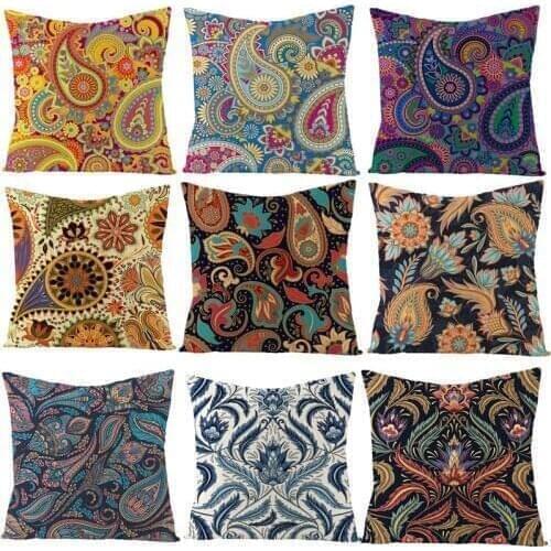 45*45cm Woven Linen Geometric Sofa Car Home Decorative Throw Pillowcase Cushions Bohemia Paisley Style SIZE Cojines