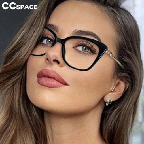 48280 Plastic Titanium Cat Eye Anti Blue Light Optical Glasses Frames Women Diamond Tr90 Fashion Computer Eyeglasses