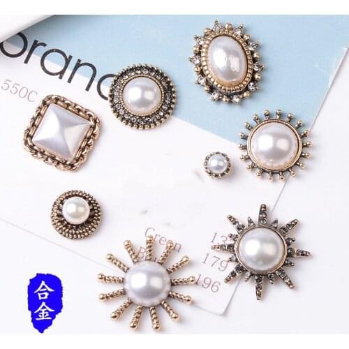50pc AntiGold color Alloy Material Crystal Imitation Pearl Sunflower Charm For DIY Clothing/Hair Wedding Handmade Jewelry Making