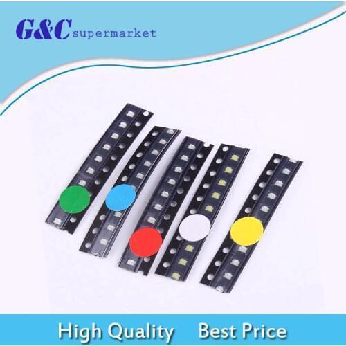 5 x 10pcs/Color=50pcs New 1206 0805 0603 Red/Green/Blue/White/Yellow SMD LED kit