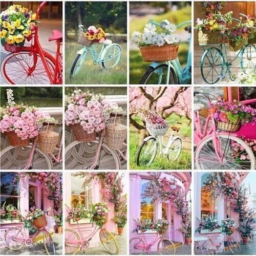 EverShine DIY Diamond Embroidery Bicycle Cross Stitch Diamond Painting Landscape Diamond Art Picture Rhinestones Handicraft Kits
