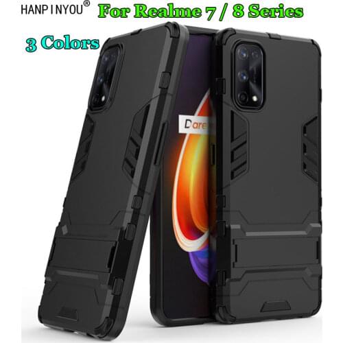 For Realme 7 7i 8 4G / X7 Q2 Pro 5G Hybrid Soft TPU + Hard PC Dual Layer Armor Case Shockproof Bumper Stand Holder Cover