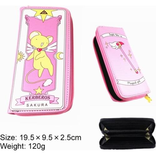 PU Wallet Anime Card Captor Casual Leather Zipper Cartoon Credit ID Card Holders Layers Purse Boys Girls Students Coin Handbag