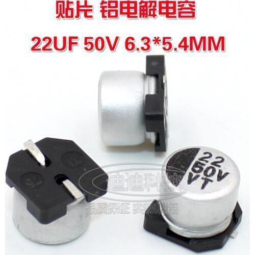 SME electrolytic capacitor 22UF/50V 6.3 * 5.4MM VT type chip polarity temperature: 105 degrees
