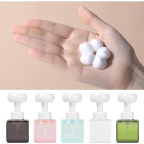 Soap Bottle Foaming Lotions Refillable Bottle Flower Pump Head Soap Shampoo Cosmetic Empty Bottle 250ml (Pump Head Color Random)