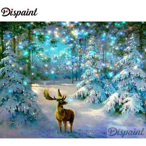 Dispaint Full Square/Round Drill 5D DIY Diamond Painting "Animal deer scenery" Embroidery Cross Stitch 5D Home Decor A10575