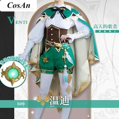 Hot Game Genshin Impact Venti Cosplay Costume The High Quality Minstrel Combat Uniform Unisex Halloween Party Role Play Clothing
