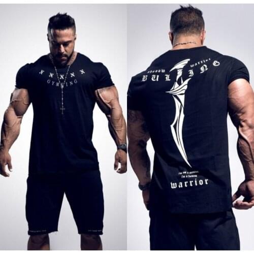 2021 New Summer gym T-shirt large-type brand T-shirt Man shirt Bodybuilding Fitness quick-drying Short Sleeve Running T-shirt