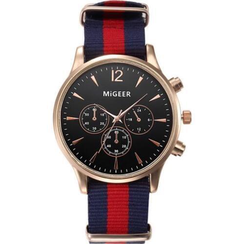 MIGEER Fashion Men Watches Fabric Band Quartz Wristwatches Casual Men Watches relogio masculino horloge vrouw mannen horloge