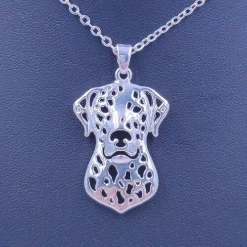 Cute Dalmatian Necklace Dog Animal Pendant Gold Silver Plated Jewelry For Women Male Female Girls Ladies Kids Boys N077