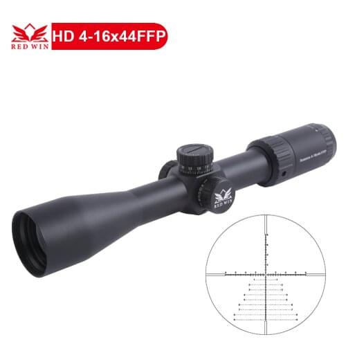 Red Win Edgeless 30mm Monotube 1/10Mil Turret Adjust Mil Dot Reticle Zero Lock Seasons HD 4-16x44 FFP Tactical Scope