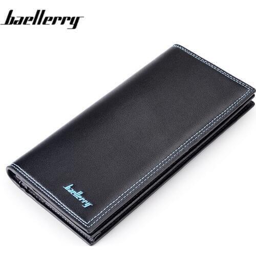 Baeller Men Long Wallets Solid Standard Money Purse Fashion Style Card Holder Leather Clutch Bag Male Phone Pocket