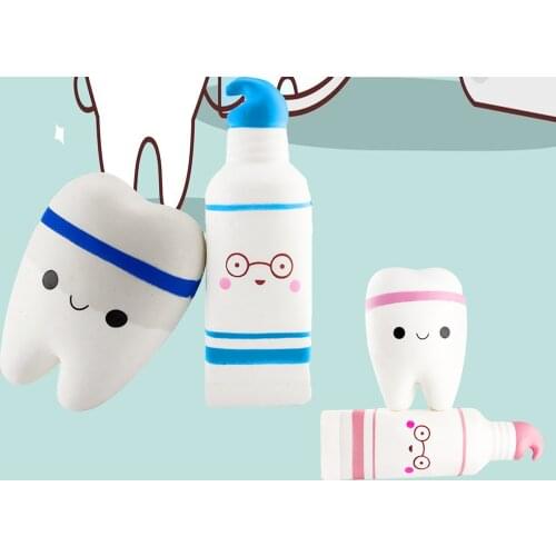 Toy Squishies Soft Toothpaste and Tooth Slow Rising Scented Squeeze Relieve Stress Toy Squish Antistress Toys для снятия стресса
