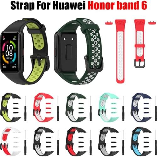 2021 New Colorful Soft Silicone Watch Band Sports Wrist Strap Replacement Wristband For Huawei Honor Band 6 Bracelet Accessories
