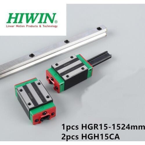 1pcs Original Hiwin Linear guide rail HGR15 - 1524mm (60 Inch) + 2pcs HGH15CA narrow linear block carriage bearings cnc parts