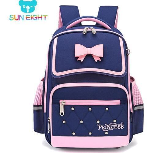 SUN EIGHT Bow Girl School Backpack Orthopedic Back Children School Bags Kid Bags Light School Bags for Girls
