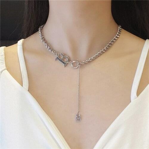 Trendy New Fashion Punk B letter Collar Choker Necklace Korean Pendant Nightclub Simple Chunky Necklace For Women Jewelry Gift