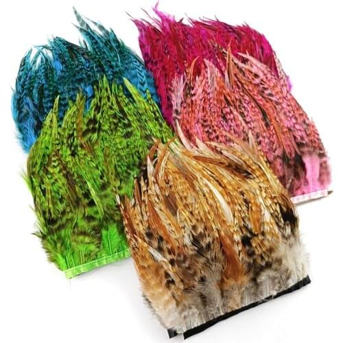 1Meters Pheasant Feather Trims for Needlework and Handicrafts Natural Feathers Fringe Trimmings Stripe Plumas Clothes Decoration