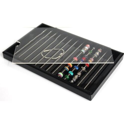 Acrylic Charm Beads Box Display Tray Case for Troll Bracelet Necklace Pearl Jewelry Pandora Storage Organizer Holder with Cover