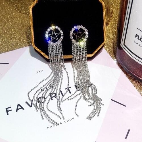 2020 New Long Crystal Tassel silver Color Dangle Earrings for Women Wedding Drop Earing Fashion Jewelry Gifts