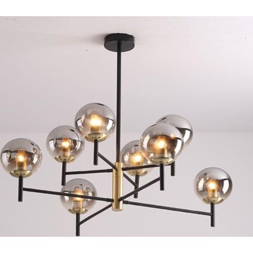 Nordic industrial chandeliers LED Edison 6 Lights sputnik light For Living Room Bedroom Home Bulbs Lamp glass chandelier