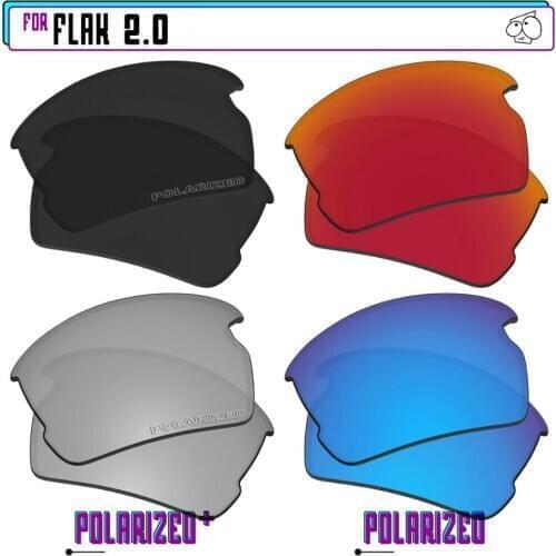 EZReplace Polarized Replacement Lenses for - Oakley Flak 2.0 Sunglasses - BkSrP Plus-RedBlueP