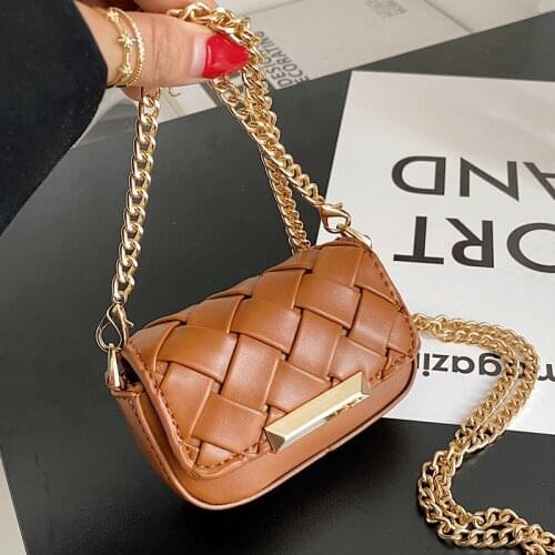 Brand Designer Shoulder Bags for Girls Chain Mini Purse Ladies Weave Crossbody Bag Woman Vintage Small Flap Bags Female Handbags