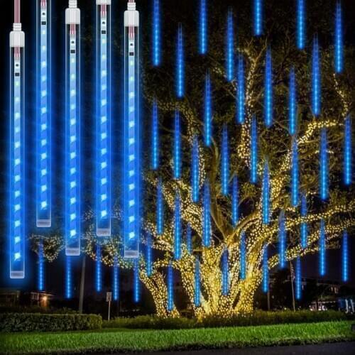 50CM Outdoor Meteor Shower Rain LED Fairy String Light 8 Drop Raindrop Xmas Snow Falling Light Waterproof Cascading Tree Light