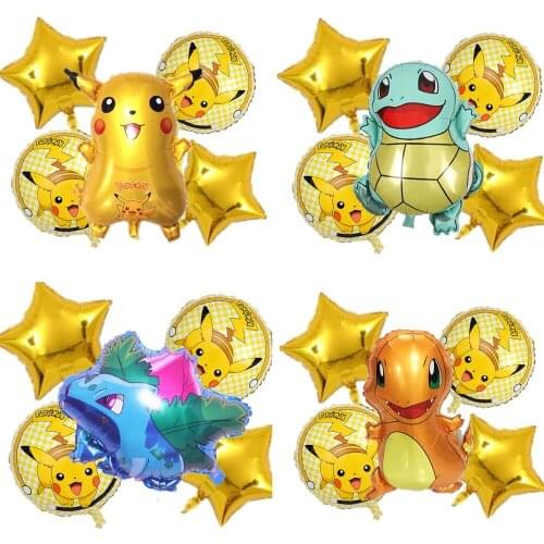 Pokemon Balloon Dream Theme Party Decoration Supplies Pikachu Squirtle Bulbasaur Birthday Party Pocket Balloon Kids Toy Gifts