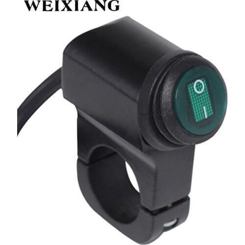 Waterproof 12V Motorcycle 7/8" 22mm Handlebar Switches Headlight Hazard Brake Fog Lights ON OFF Switch With Indicator Light