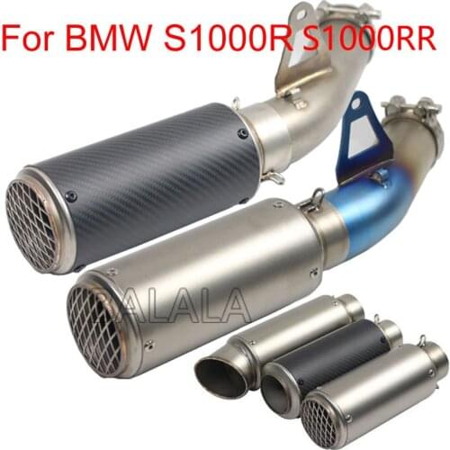 51/60MM Inlet Motorcycle Exhaust Muffler Link Pipe Stainless Steel Exhaust Slip On Tube For Street Motobike BMW S1000R SC023