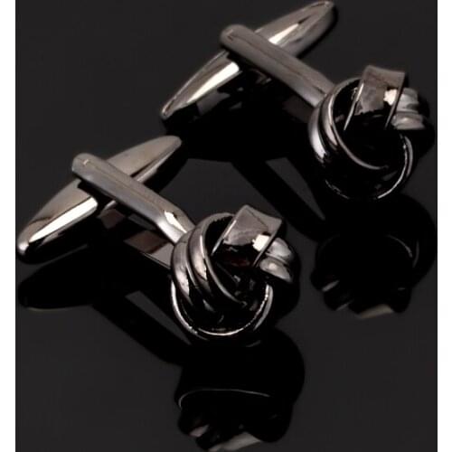 High quality Black Knot Cufflinks Gun Black Copper twist Design Best Gift For Men Cuff Links Wholesale&retail Jewelry