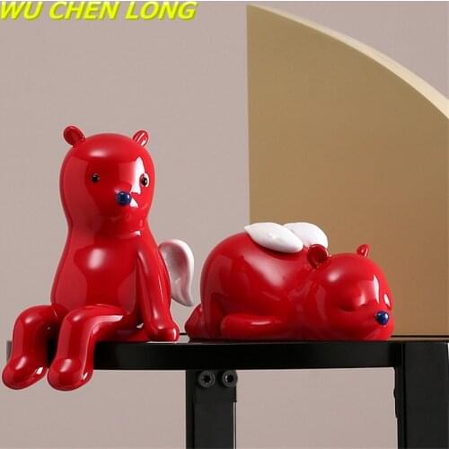 WU CHEN LONG Abstract Little Bear Angel Art Sculpture Creative Cute Animal Statue Polystone Craft Home Decor Birthday Gift R5396