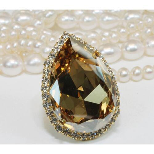 Utimtree Luxury Female Big Stone Ring Fashion Silver Jewelry Crystal Zircon Water Drop Ring Vintage Wedding Rings For Women Gift