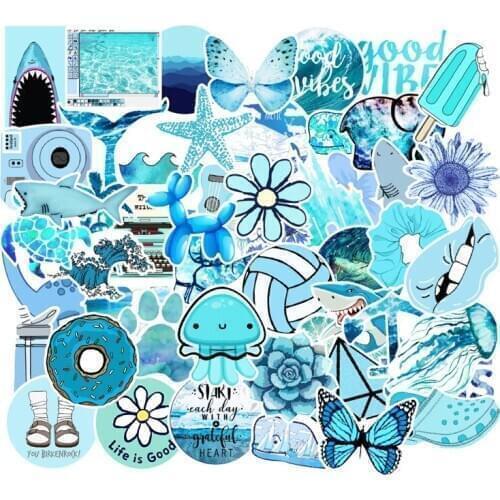 10/30/53pcs Waterproof PVC blue Stickers Suitcase Guitar Skateboard Girls Funny Graffiti Sticker Kids Classic Toy