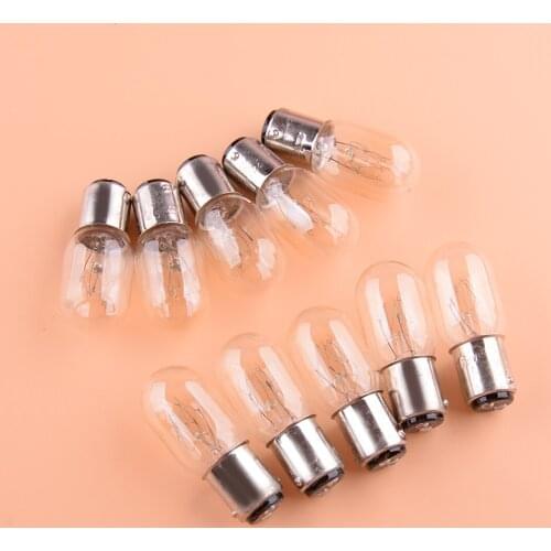 10 Pcs BA15D Light Bulbs 220V 15W Fit For Singer Home Sewing Machine 99K 132Q 201 201 221 221K 222 247 301 301A
