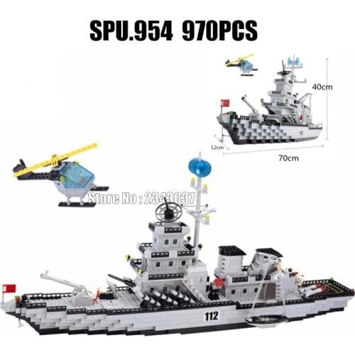 112 970pcs Military Army Battle Cruisers Ship Helicopter Warship Battleship 8 Building Blocks Toy