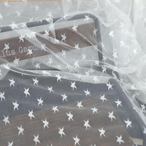 150cm Wide High Quality Exquisite Star Stretchy Mesh Lace Fabric Accessories DIY Dress Sewing Wedding Veil Decorative Fabric